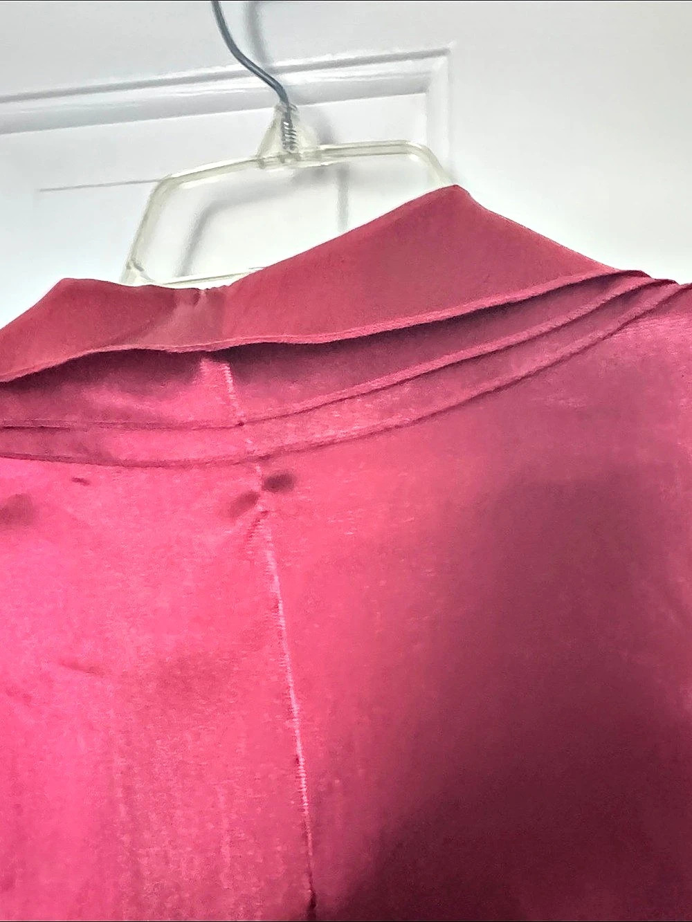 Cachet Satin-Look Wrap Blouse in Burgundy Size 14 Like New - Picture 8 of 9